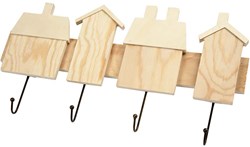 Creativ Company Garderobenleiste Holz mit 4 Haken - Kinderzimmer Dekoration