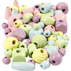 Creativ Company Holzperlen Pastell 10-15 mm 175 gr Bastelset