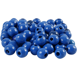 Creativ Company Holzperlen blau - Bastelmaterial 70 Stück 10 mm