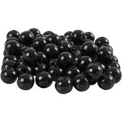 Creativ Company Holzperlen schwarz 10 mm - Bastelmaterial 70 Stück
