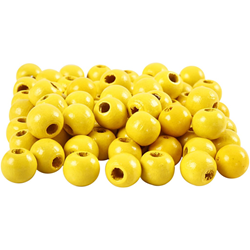 Creativ Company Holzperlen gelb 12 mm - Bastelperlen Set 40 Stück