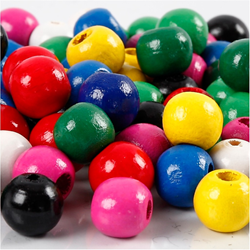Creativ Company Holzperlen Set - bunte Bastelperlen 12 mm 40 Stück