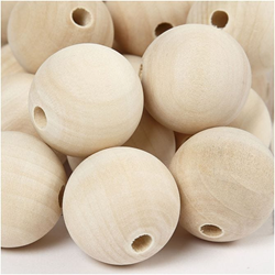 Creativ Company Holzperlen Bastelset 30 mm natur 50 Stück