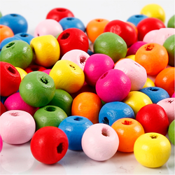 Creativ Company Holzperlen Mix 8mm - bunte Bastelperlen für Kinder