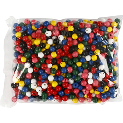 Creativ Company Holzperlen Mix 10 mm 680 Stück bunte Bastelperlen