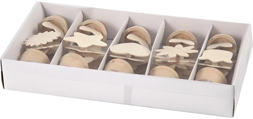 Creativ Company CC Memo-Clip-Blumenset aus Holz, 10 Stück, 10 x 5 cm