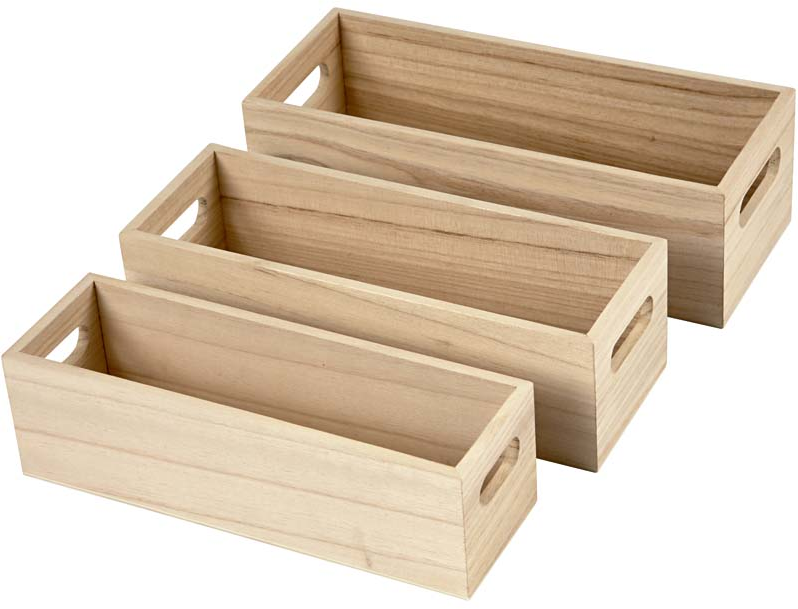 Creativ Company Holz Aufbewahrungskisten Set mit Griffen - dekorativ und  praktisch