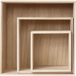 Creativ Company Holz-Schaukästen quadratisch 3er-Set Aufbewahrungsboxen