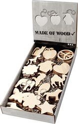 Creativ Company Holz-Schlüsselanhänger Figuren 7x7 cm 128 Stück Display