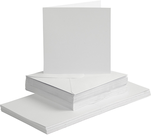 Creativ Company CC-Karten und Umschläge, 15 x 15 cm, Weiß, 50 Sets