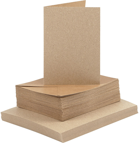 Creativ Company CC-Karten und Umschläge, Kraftpapier, 10,5 x 15 cm, 50 Sets