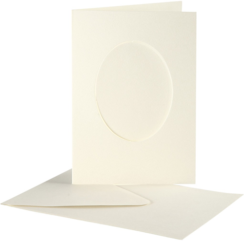 Creativ Company CC Karten & Umschläge Passepartout Oval 10,5x15 cm Cremeweiß 10 Stück
