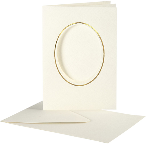 Creativ Company CC Karten & Umschläge Passepartout Oval mit Rand 10,5x15 cm Cremeweiß 10 Stück