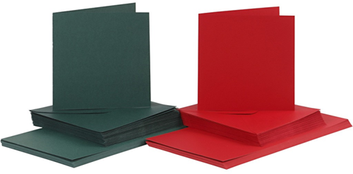 Creativ Company CC-Karten und Umschläge, Rot – Grün, 15 x 15 cm, 50 Sets