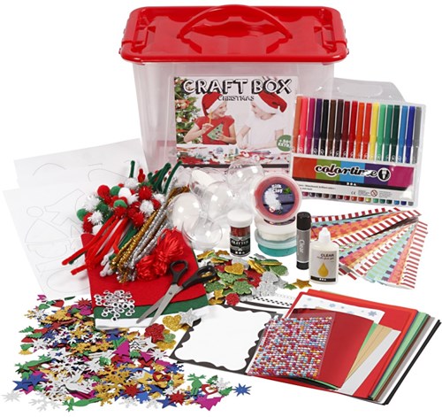 Creativ Company Bastelbox Hobbybox rot mit kreativen Materialien Set