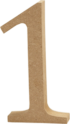 Creativ Company MDF Zahl 1 Bastelmaterial 13 cm braun Dekoration