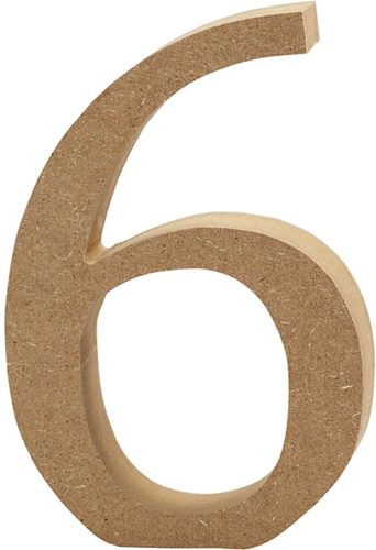 Creativ Company Holz Zahl 6 MDF Dekoration 13cm braun