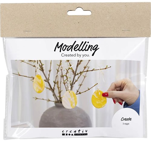 Creativ Company Modelliermasse Mini Hobbyset Ei Pastellfarben hellgelb