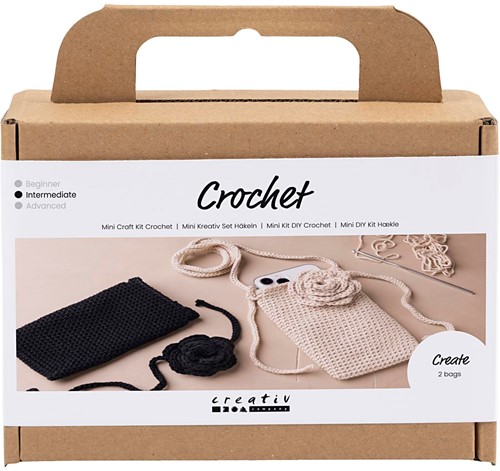 Creativ Company CC Mini Hobbyset Crochet 2 Taschen mit Rose