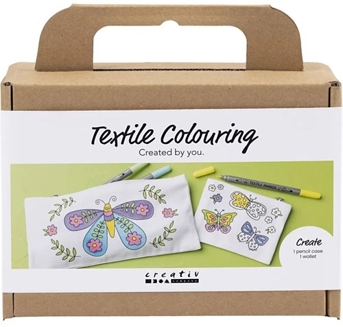 Creativ Company Bastelset Textil Dekorieren Schmetterlinge Pastellfarben - Kreativset