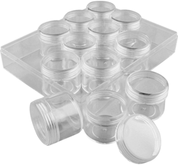 Creativ Company Aufbewahrungsbox - Bastelbox mit Gläsern 30mm 12 Stück