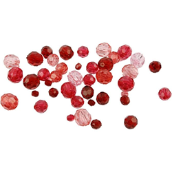 Creativ Company Kunststoff Facettierte Perlenmix Rot Harmonie 45 Gramm Perlen
