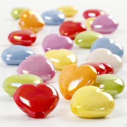 Creativ Company Kunststoffperlen Herz 25x15 mm Multi 70 gr Bastelset