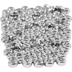 Creativ Company Buchstabenperlen Kunststoff 7 mm silber 200 Stück Perlen