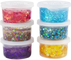 Creativ Company Knete Sequin Clay Set Blau Grün Lila Rosa 6x60g Basteln