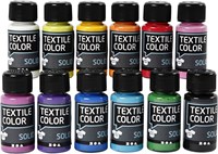 Creativ Company Textilfarbe Set - 12 deckende Farben je 50ml