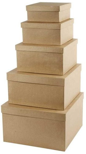 Creativ Company Quadratische Hutschachteln Papiermaché Set 5 Stück Basteln Dekoration