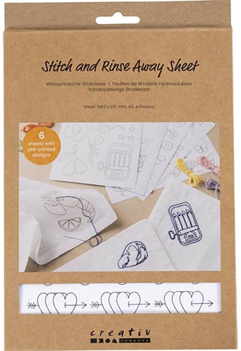 Creativ Company Stickvlies wasserlöslich A5 dekorative Muster 6 Stück