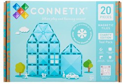 Connetix Magnetisches Bauspielzeug Charity Pack Teal 20 Stück - Kreatives Spielen