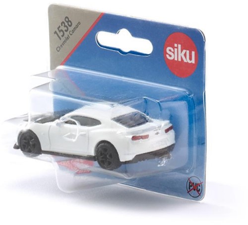 Siku Spielzeugauto Chevrolet Camaro weiß mit Anhängerkupplung und Motorhaube zum Öffnen-3