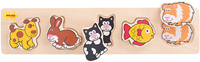 Bigjigs Holzpuzzle Tiere - Chunky Lift and Match Haustiere - 5-teilig