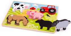 BigJigs Holzpuzzle Bauernhof - Formenpuzzle 5 Teile