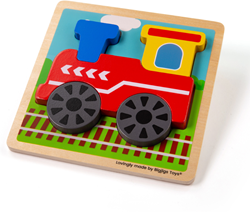 BigJigs Holz Zugpuzzle - bunte Kleinkindpuzzle - Lernspielzeug