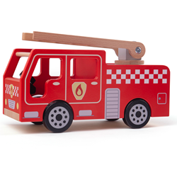 BigJigs Holz Feuerwehr Spielzeugauto - Leiterwagen - 28cm