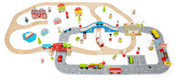Bigjigs Holz Stadtzentrum Autobahn & Eisenbahn - 110-teilig