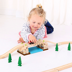 BigJigs Holz Eisenbahn - Ratternde Brücke für Holzeisenbahn