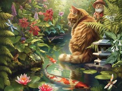 Cobble Hill Puzzle Koi Cat - 275 Teile Puzzlespaß für die ganze Familie