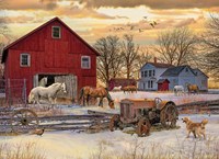 Cobble Hill Puzzle 1000 Teile Winter auf dem Bauernhof rustikal