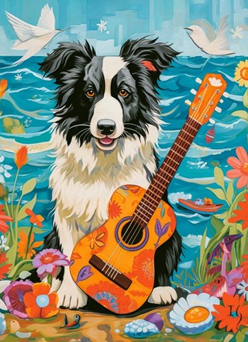 Castorland Puzzle Collie Meer Gitarre 100 Teile Kinderpuzzle