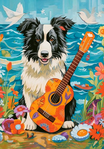 Castorland Collie, Gitarre und Meer - 500 Teile