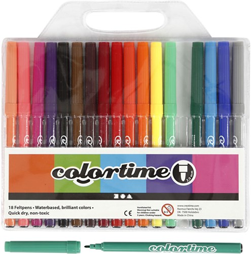 Colortime Stifte-Set 18-teilig - bunte Filzstifte für kreativen Spaß