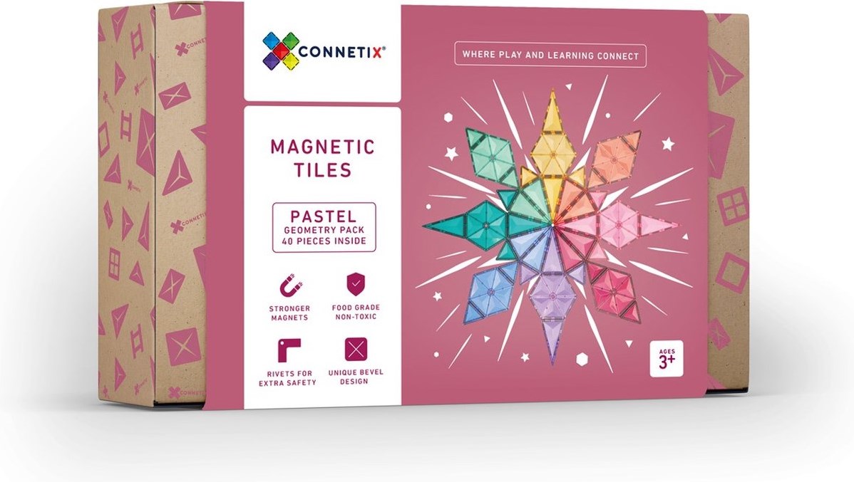 Connetix Bright Portal - Pack De 48 Piezas Magnéticas | Azulejos Educativos Con Giro 360° Para Construir
