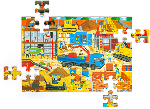 BigJigs Holz Baustelle Bodenpuzzle - 48 Teile - Lernspielzeug-3