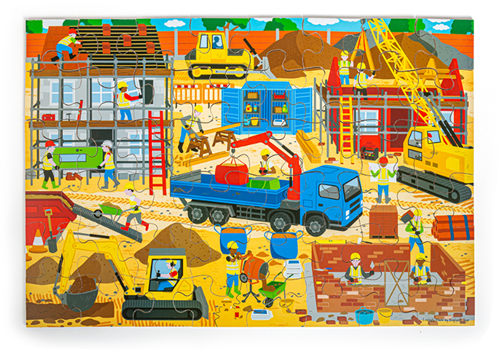 BigJigs Holz Baustelle Bodenpuzzle - 48 Teile - Lernspielzeug-2