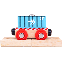 BigJigs Holz Containerwagen - Blau - Kompatibel mit anderen Holzschienen