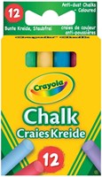 Crayola Tafelkreide - 12 Stück staubfreie Schulkreide farbig